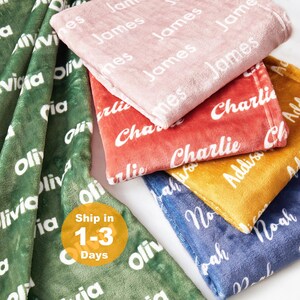 Personalized Baby Name Blanket, Custom Minky Blanket with Name, Colorful Blanket for Kids, Baby Boy Gift, Baby Girl Gift, Personalized Gifts