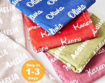 Op maat gemaakte minky-naamdeken | Gepersonaliseerde kinderdeken met naam | Op maat gemaakte babydeken | Deken | Verjaardagscadeau voor meisje | Cadeau voor jongen