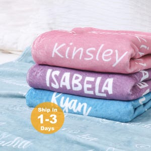 Personalisierte Babydecke mit Namen, Bunte Baby-Decke, Benutzerdefinierte Minky-Decke für Mädchen / Jungen, Geschenke für Kinder, personalisiertes Babygeschenk