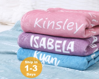 Personalized Baby Name Blanket, Soft Fleece Blanket, Custom Kids Gift