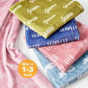Personalized Kids Blanket with Name, Custom Baby Blanket, Custom Plush Minky Blanket for Girl/Boy, Custom Christmas Gift, Newborn Gift