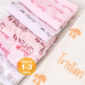 Custom Blanket Gift with Heart for Kids, Personalized Newborn Name Blanket, Custom Minky Baby Blanket, Christmas Gift Kids, Baby Shower Gift