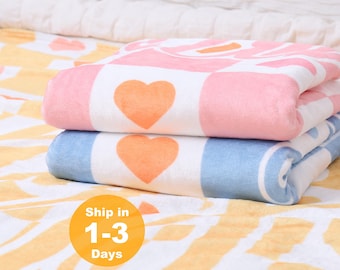 Custom Name Heart Blanket, Personalized BabyName Gift