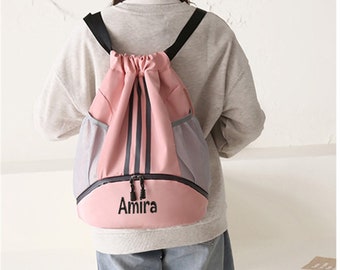 Personalized Name Drawstring Waterproof Gym Bags Lightweight Large Capacity Backpacks Basketball Bags Custom Sport Bags Oxford Zipper Bags