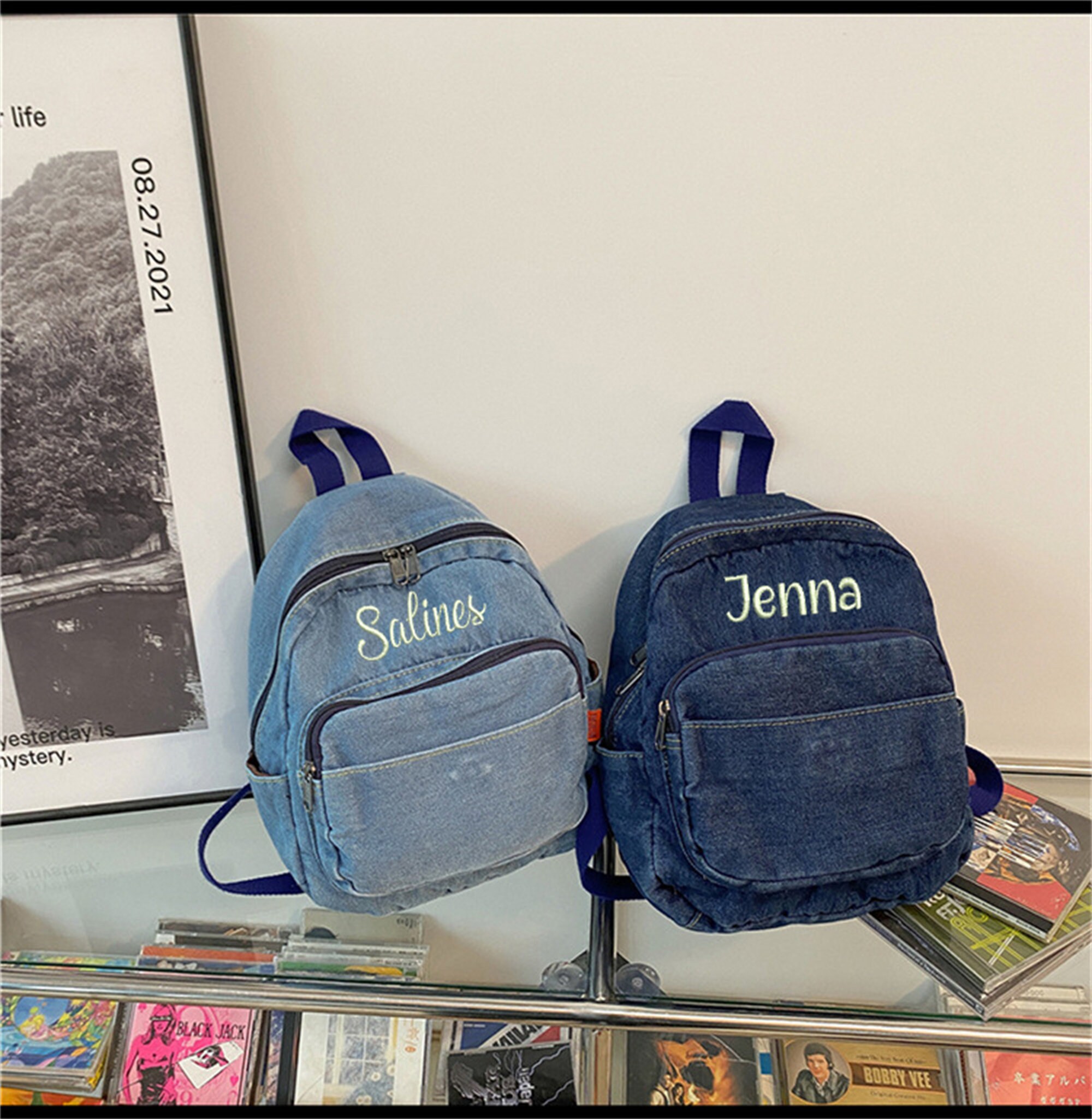 Womens Denim Backpacks, Small, Various Color Washes – Gifts Are Blue