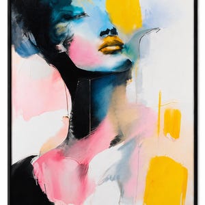 Colorful Abstract Woman Portrait | Modern Fashion Wall Art | Contemporary Figurative Painting | Large Statement Artwork