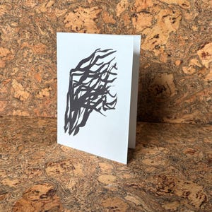 CARTE - ILLUSTRATION - Graminée. Noir&Blanc, Abstrait, Végétal, Nature, Graphique. Carte postale/Carte de vœux/Décoration/Invitation/Affiche