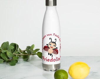 Stainless steel drinking bottle - &quot;Stories of Paula the Goose&quot; - Friedolin the Ladybug