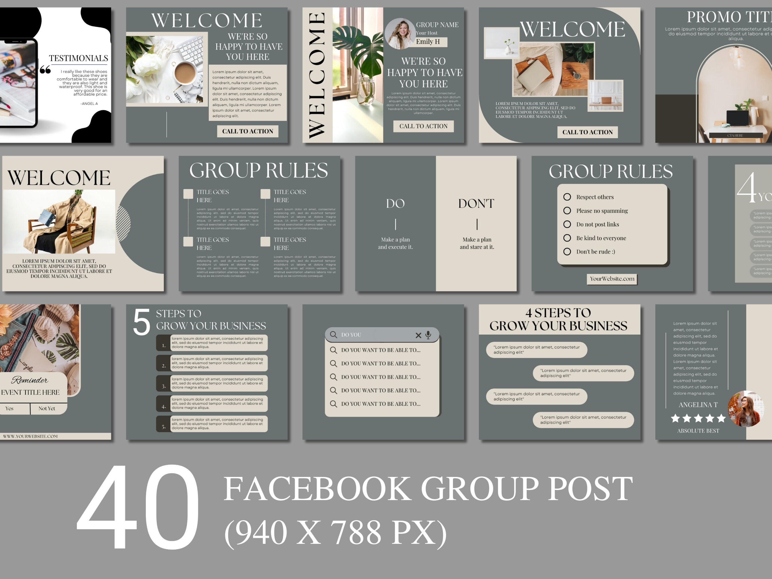 50 Gray Facebook Group Engagement Post Template for Course Creators ...