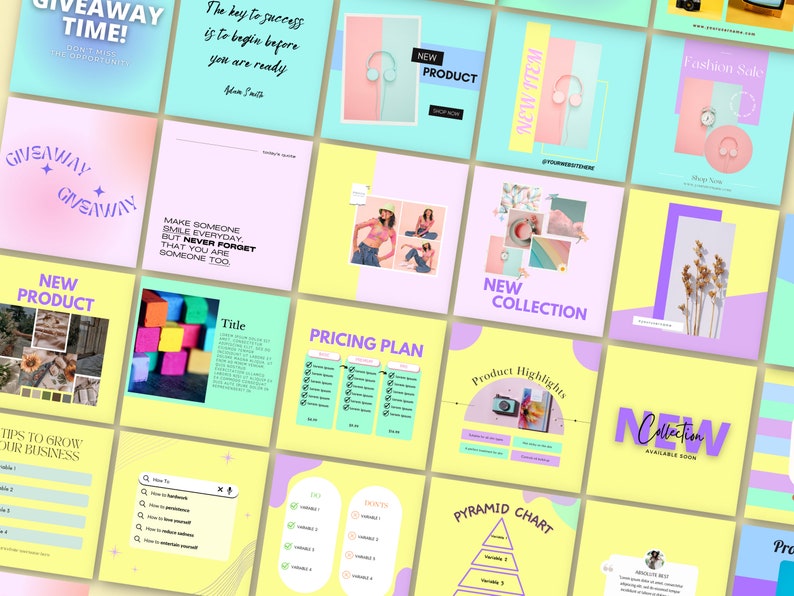 Paquete de 100 plantillas de Canva para publicaciones e historias de ...