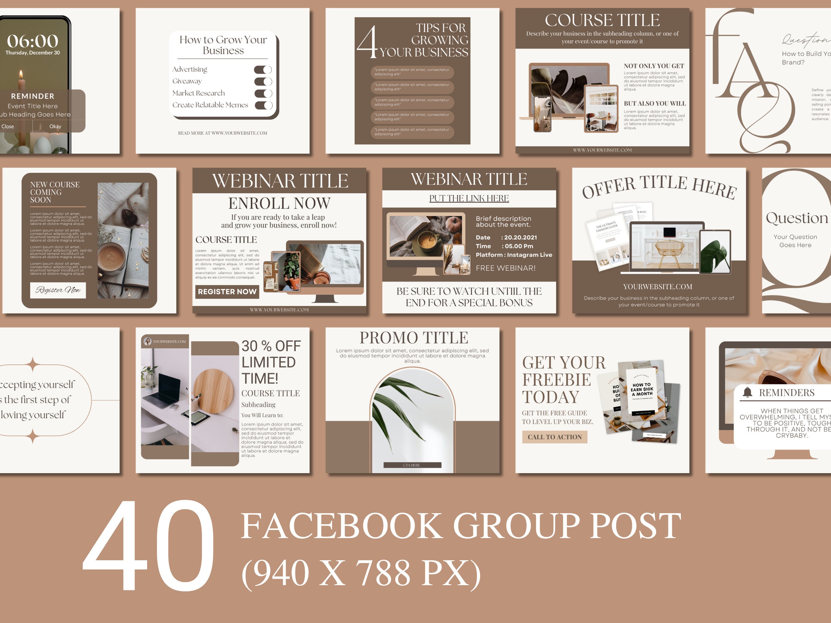 50 Brown Facebook Group Engagement Post Template for Course Creators ...
