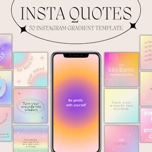 30 Colorful Gradient Instagram Quote Post Template for Canva | Colorful good vibe quotes for instagram | Instagram Template Canva.