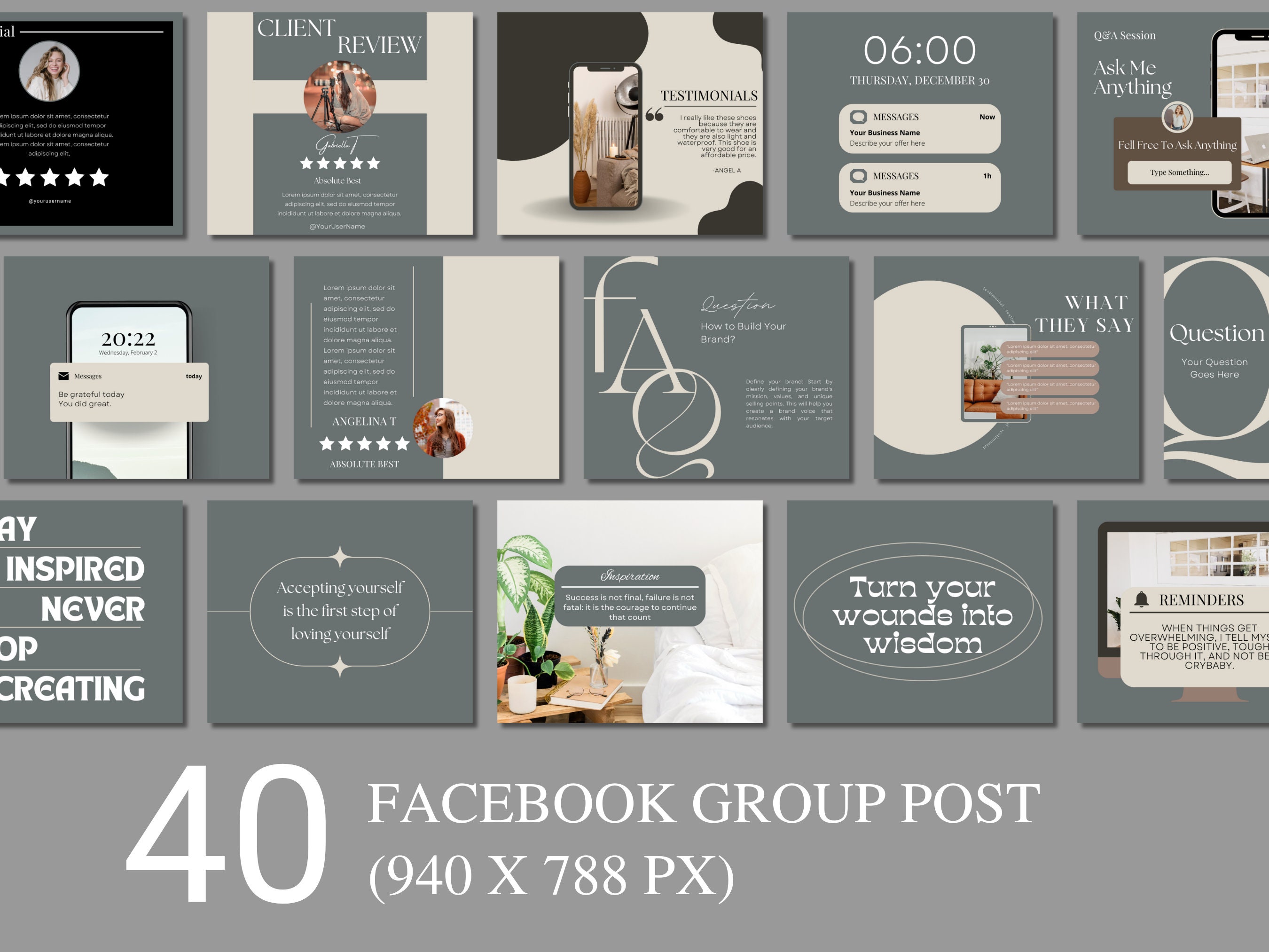 50 Gray Facebook Group Engagement Post Template for Course Creators ...