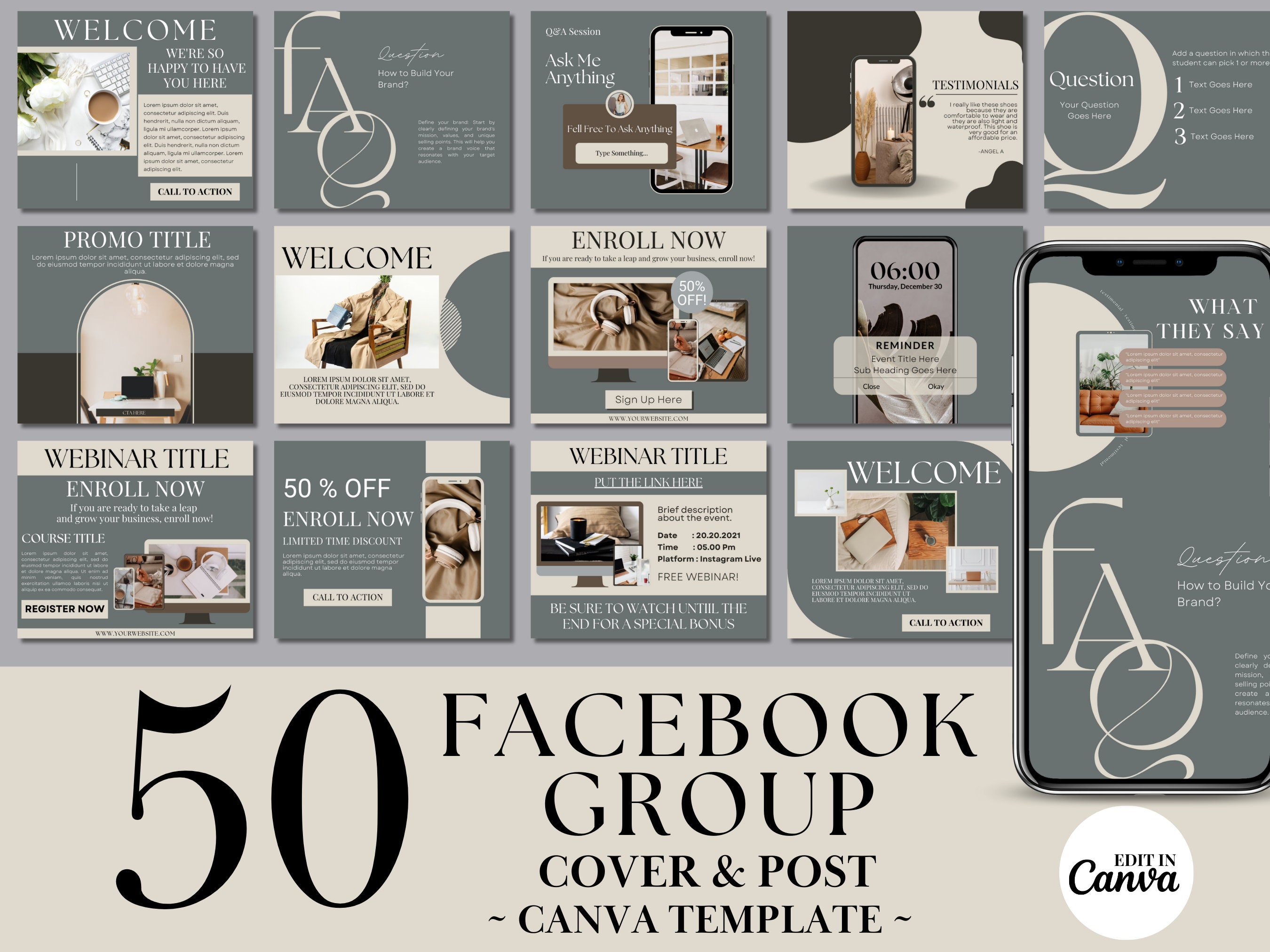 50 Gray Facebook Group Engagement Post Template for Course Creators ...