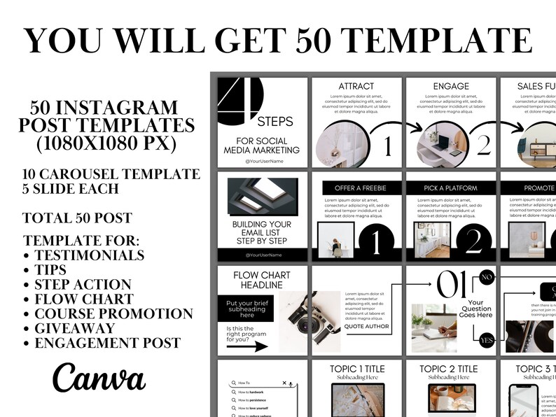 50 Instagram Carousel Template Canva for Business Coaches & Coaching ...