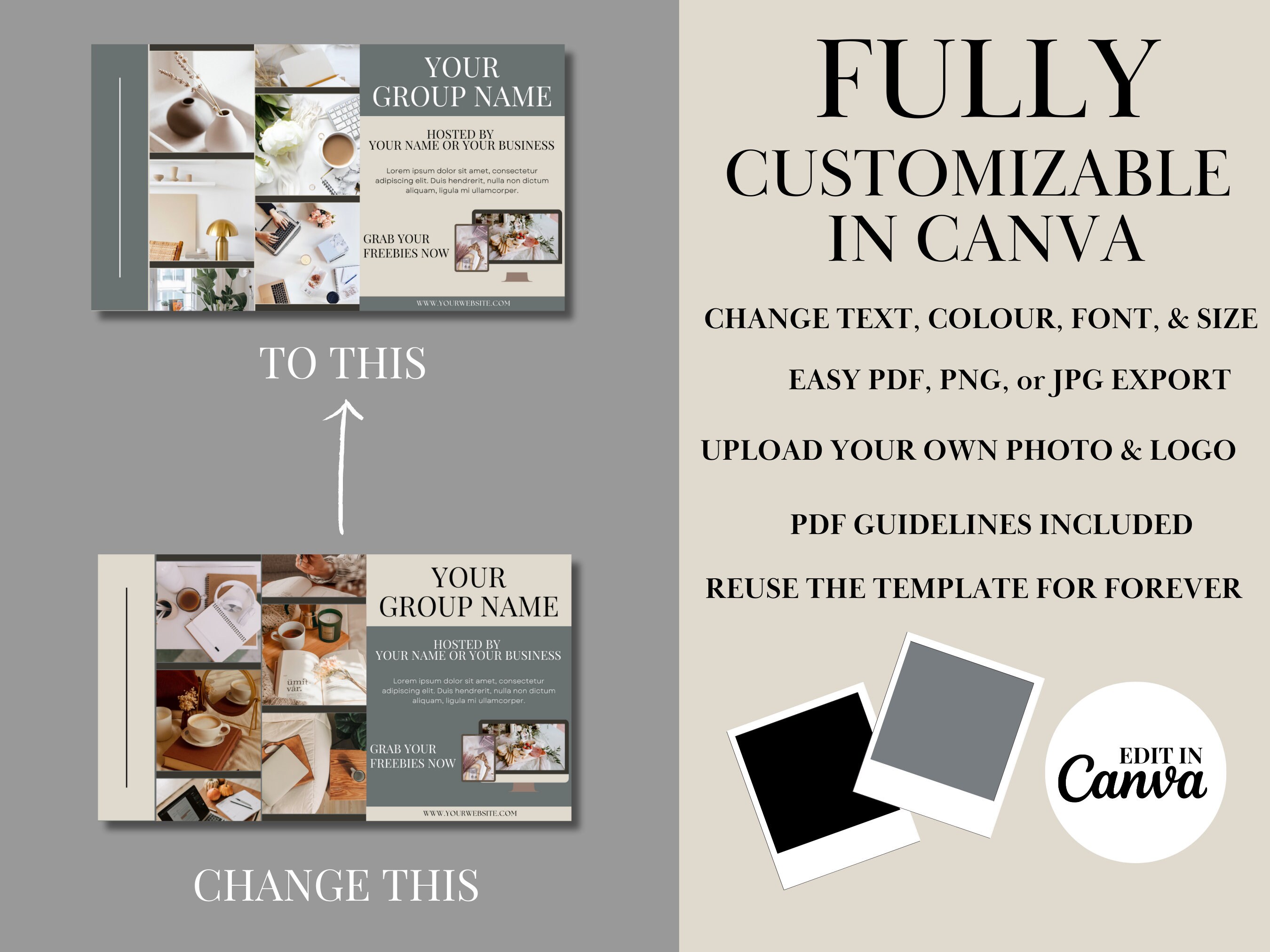 50 Gray Facebook Group Engagement Post Template for Course Creators ...