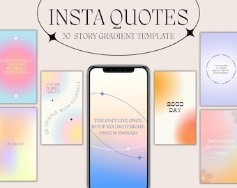 30 Colorful Gradient Instagram Quote Story Template for Canva | Colorful good vibe quotes for instagram | Instagram Template Canva.
