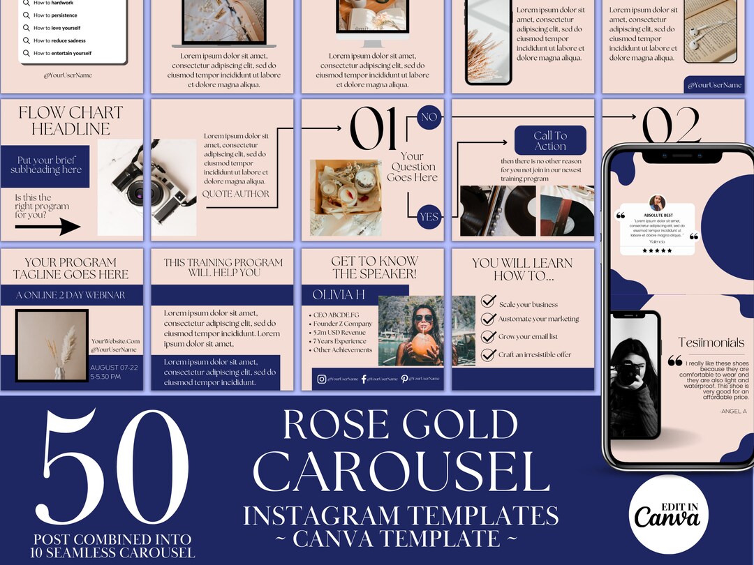50 Instagram Carousel Template Canva for Business Coaches & Coaching ...