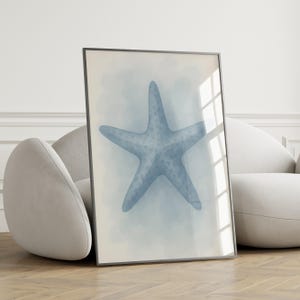 Blue Starfish Digital Download, Watercolor Star, Ocean Print, Beach Decor, Coastal Art, Summer Printable, Nautical, Digital Art Print