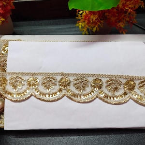 Beautiful  Gold Katdana Cutwork Mirror Trim, Borde Espejo, Indian Lace Trim, Border for Waist Belt, Chokers, DIY Sewing, Decoration