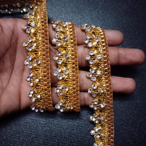 Beaded Dark Gold Sari Trim: Indian Sewing Embellishment