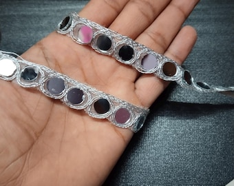 Silber Spiegelgebogenes Cutwork Zierband: Indische Spitzenborte zum Nähen