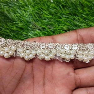 9 Meter - Goldene Pailletten & Zari Zierspitze, Dupatta Saree Anzug Borte Spitze, Indische gestickte Spitze, DIY Nähen Handwerk. Steinarbeit Spitze