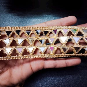 Circular Dark Golden Suspended Mirror Trim, Symmetric Cutwork Sari Border, Wedding Dress Embellishment, Indian Dupatta Lehenga Lace