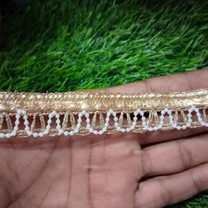 9 Yards schmale ausgebogte Goldzierspitze mit, schöner indischer Sari & Dupatta Borte, DIY Nähen Basteln Dekoration