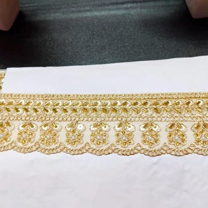 Gold Katdana Cutwork Mirror Trim: Indian Lace Border, DIY Sewing (3 Yard)