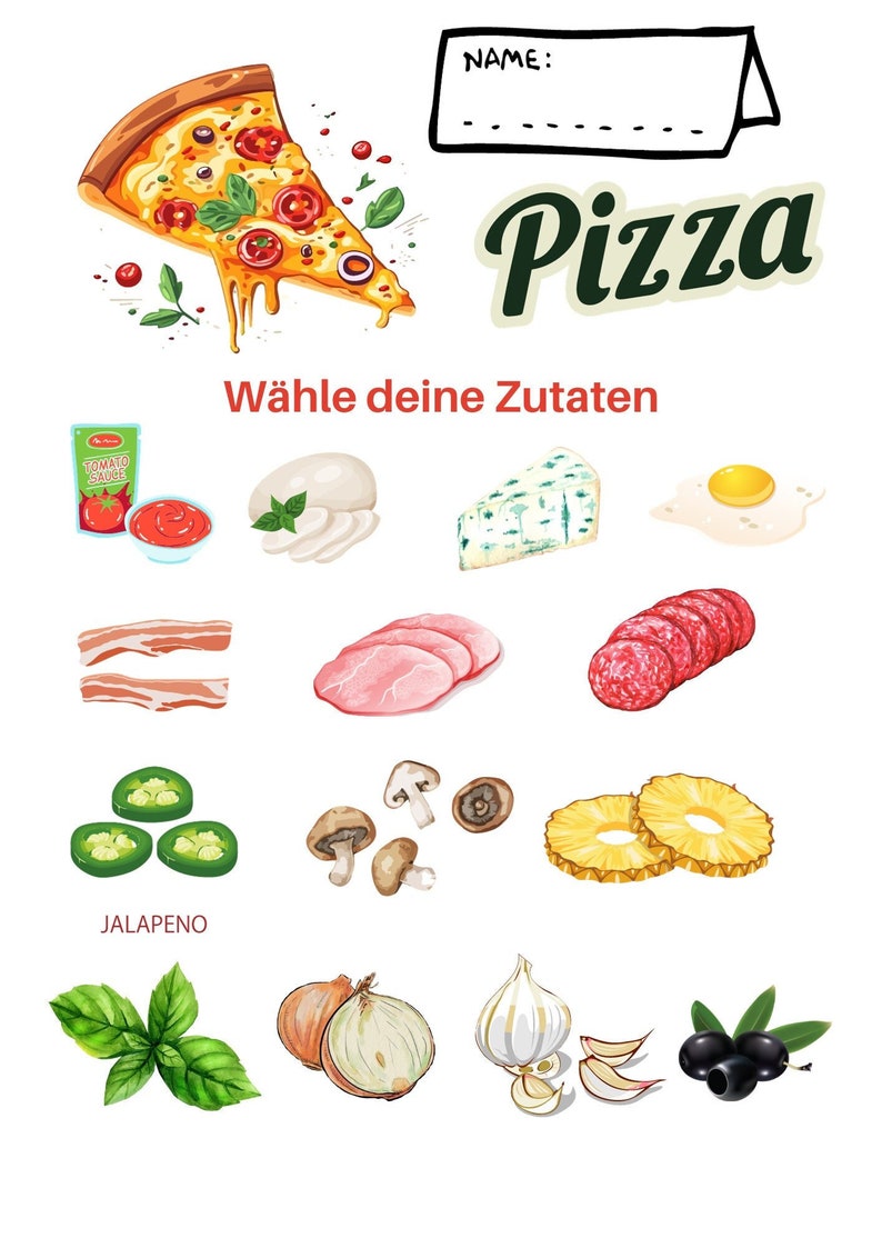 Eine Pizzakarte für die Pizzaparty zu Hause mit Familie und Freunden zdjęcie 1