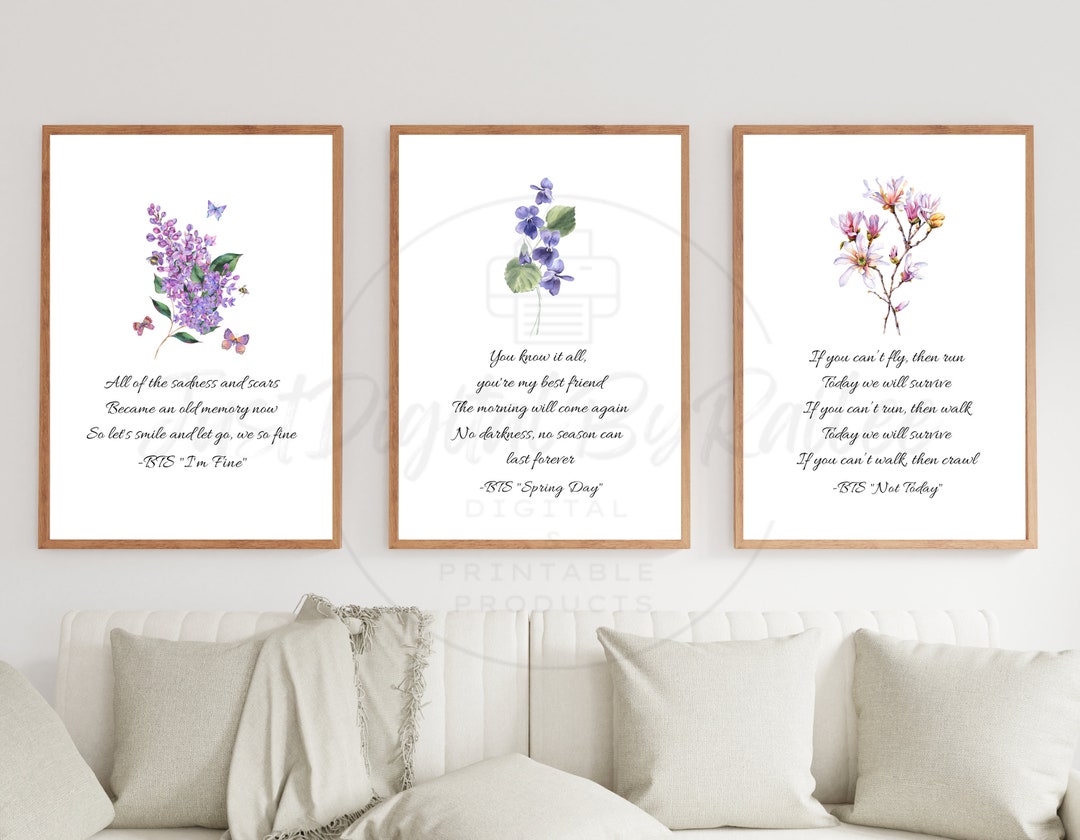 BTS Lyric Wall Art Quotes A4 Portrait Size, Perfect for Any Room
