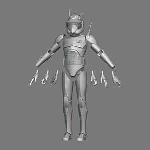 1:12/18 Commander Cody / Vaughn Clone Wars Geanimeerde Stijl Phase 2 Clone Trooper Unpainted 3D-geprinte figuur Kit Star Wars Black Series