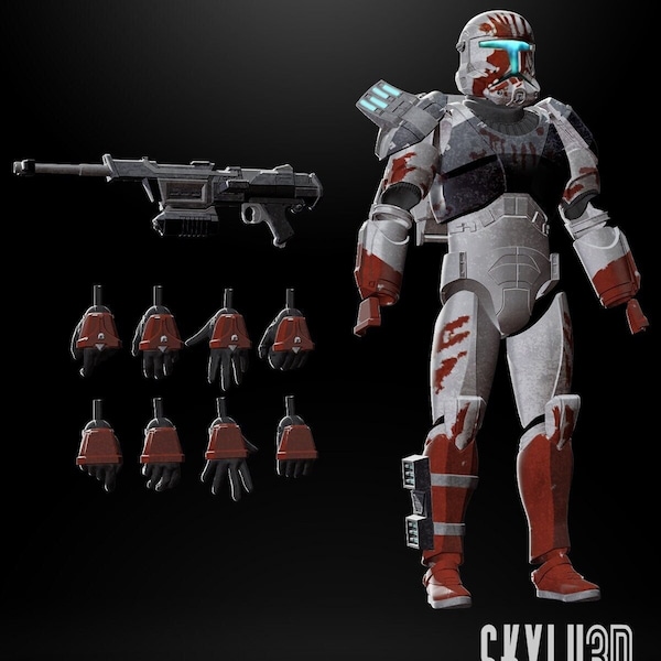 1:12/18/6 Scale Sev RC-1207 Republic Commandos with Hands Unpainted 3D printed figure Kit Star Wars Black Series Vintage Collection