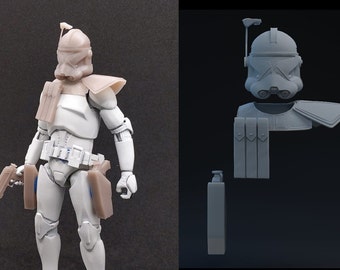 1:12/18/6 Captain Rex uit Ahsoka - Star Wars Black Series 3D-geprinte figuurset
