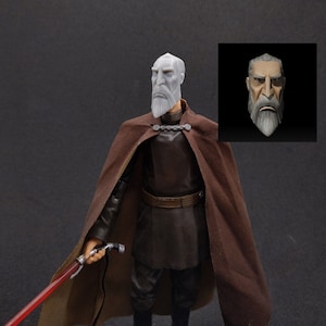 1:12/18/6 Count Dooku Clone Wars Animated style Non painted Headsculpt Star Wars Black Series
