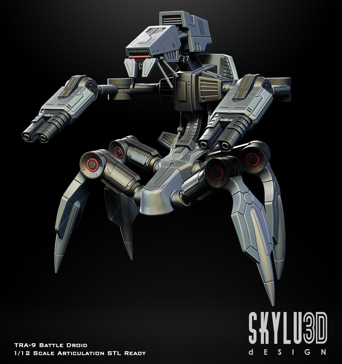 1:12/18スケール TRA-9 バトルドロイド 未塗装 3Dプリントフィギュア