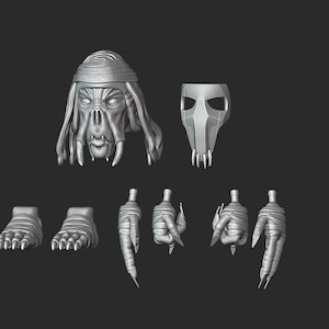 1:12/18/6 Kaleesh Pre Armor General Grievous Headsculpt+Hand set 3D printed unpainted for figures Star Wars Black Series Vintage Collection