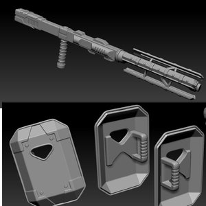 1:12/18/6 Mandalorian Super Commando Baton And Shield Star Wars Black Series Battlefront Accessories 3D printed