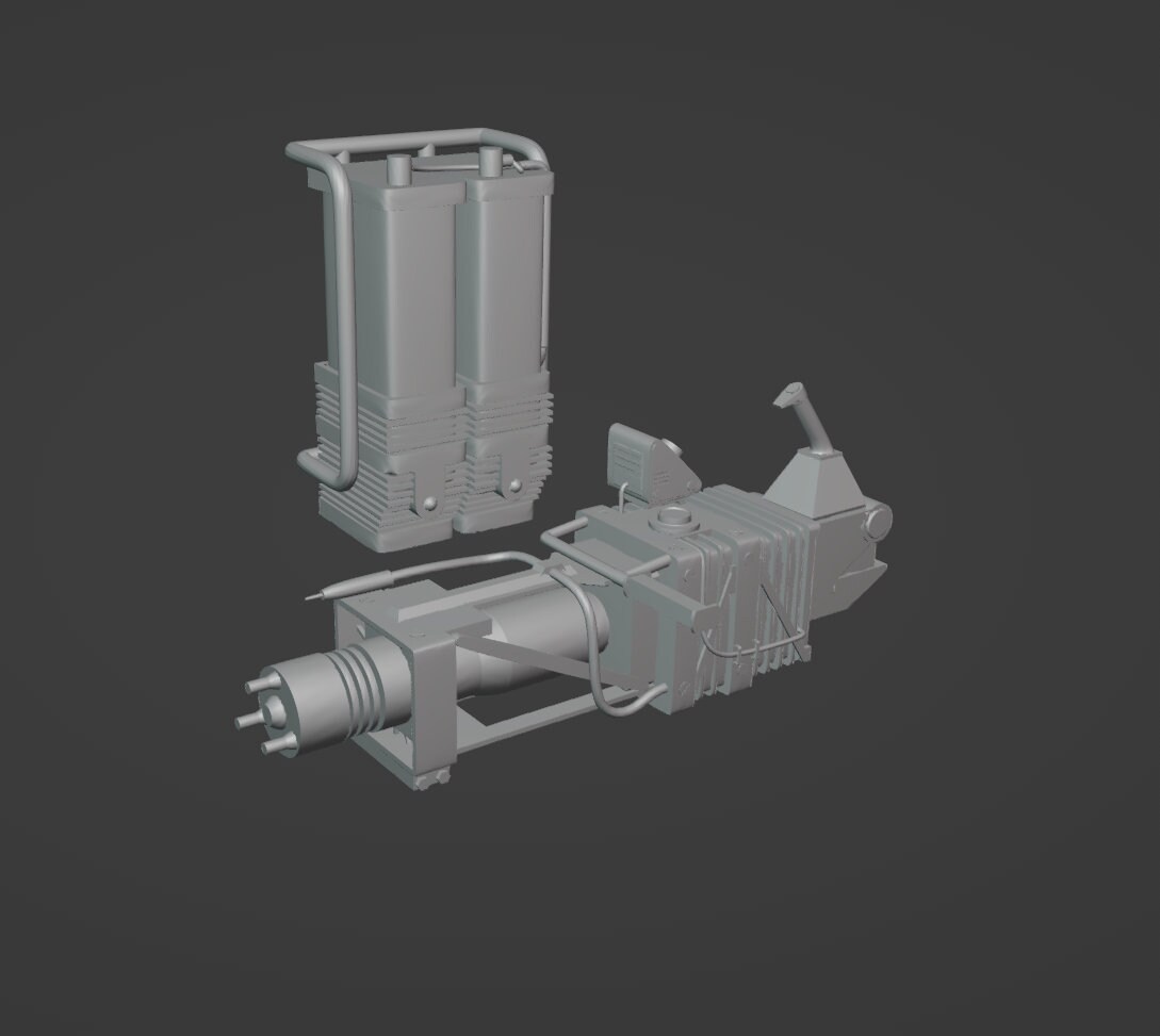 1:12スケールのガトリングレーザー+バックパックとガウスライフル