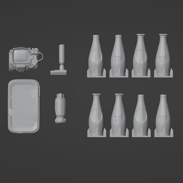 1:12 scale Fallout Accessories Pack Pip Boy and Nuka Cola 3D printed figure kit