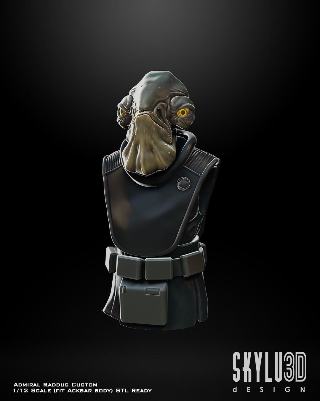 1:12/18/6 Admiral Raddus Mon Calamari Rogue One Kit Unpainted Black ...