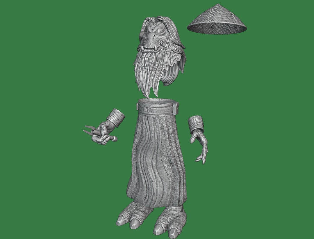 1:12/18/6 Jedi Master K'kruhk Unpainted 3D Printed Figure Kit Star