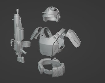 1:12 scale Combat Armor Kit  3D printed figure kit
