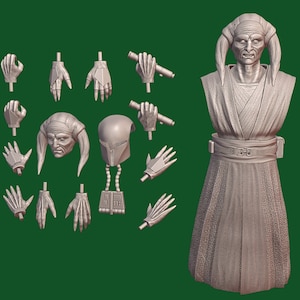 1:12/18/6 Saesee Tin Jedi Master Clone Wars Unpainted Figure kit Star Wars Black Series