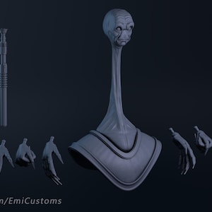 1:12/18/6 Yarael Poof Jedi Master figure kit 3D printed unpainted figure kit Star Wars Black Series Vintage Collection