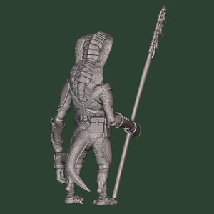 Kit di figure non dipinte, stampate in 3D, in scala 1:12/18, raffiguranti un guerriero Amani, un Mandaloriano e un Grogu, della serie Star Wars Black Series Vintage Collection. immagine 3
