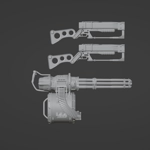 1:12 / 18 / 6  scale Fallout Minigun and Laser Rifle Accessories Pack 3D printed figure kit