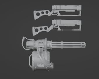 1:12 / 18 / 6  scale Fallout Minigun and Laser Rifle Accessories Pack 3D printed figure kit