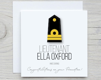 Personalized Royal Navy Promotion Card: Officer Rank Insignia